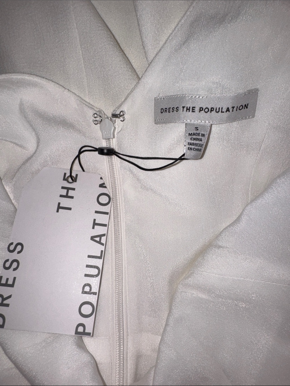 NWOT DRESS THE POPULATION LIVIA ivory white & FLARE DRESS sz S - Picture 7 of 8